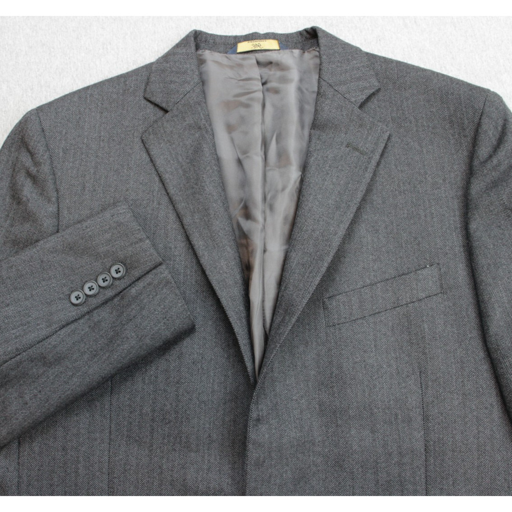 Brooks Brothers 346 Blazer Mens 42L Gray Herringbone Fitzgearlad Fit 100%‎ Wool